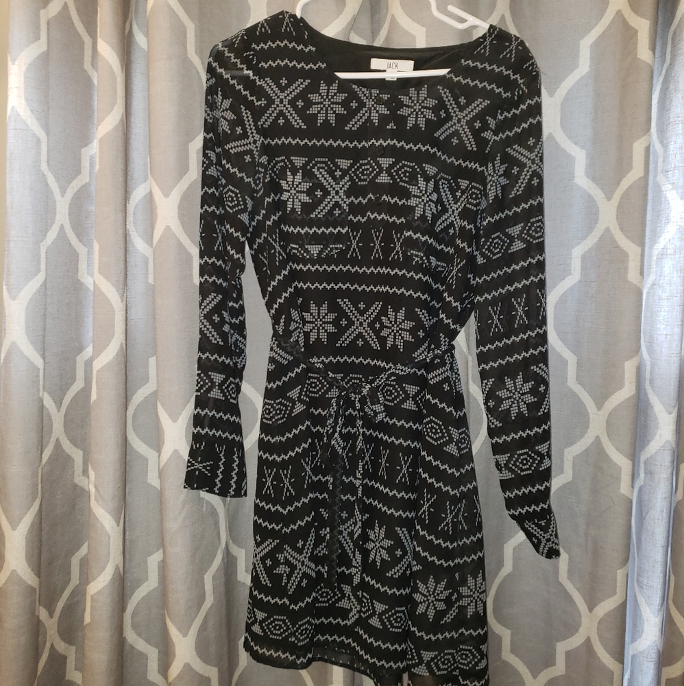 Black Fair Isle Print Dress